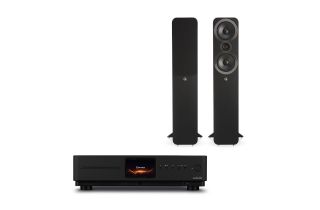 Audiolab Omnia Amplifier & CD Streaming System with Q Acoustics 3050i Floorstanding Speakers