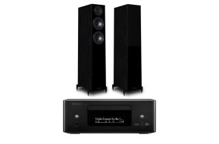 Denon RCD-N12 DAB All-In-One System with Wharfedale Diamond 12.3 Floorstanding Speakers