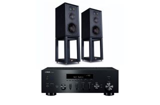 Yamaha R-N600A Network Receiver with Wharfedale Linton Heritage Standmount Speakers and Matching Stands
