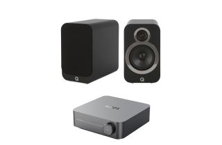 WiiM Stereo Amplifier with Q Acoustics 3020i Bookshelf Speakers