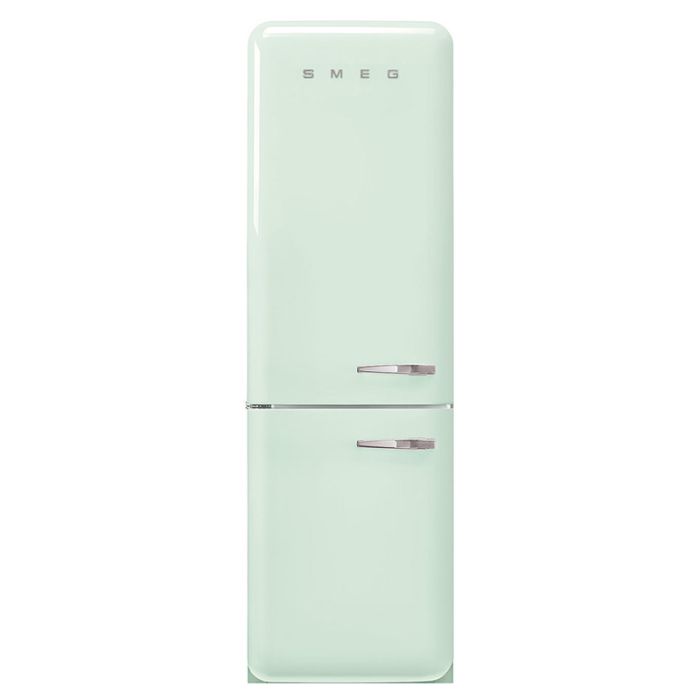 Smeg FAB32LPG5UK 60cm 50s Style Left Hand Hinge Freezer over Fridge - Pastel Green main product photo